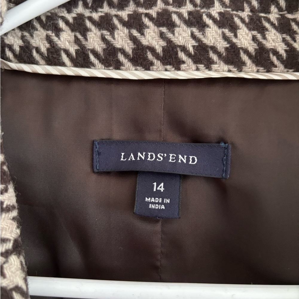 Lands' End Black and Cream Houndstooth Blazer - Picture 3 of 3